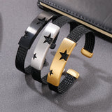 Braided Star Leather Bracelet Men's Jewelry