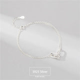 S925 Sterling Silver U Shape Platinum Bracelet for Women