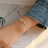 S925 Sterling Silver U Shape Platinum Bracelet for Women