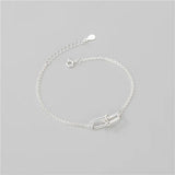 S925 Sterling Silver U Shape Platinum Bracelet for Women