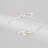 S925 Sterling Silver U Shape Platinum Bracelet for Women