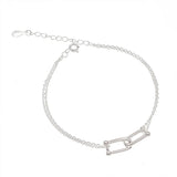 S925 Sterling Silver U Shape Platinum Bracelet for Women