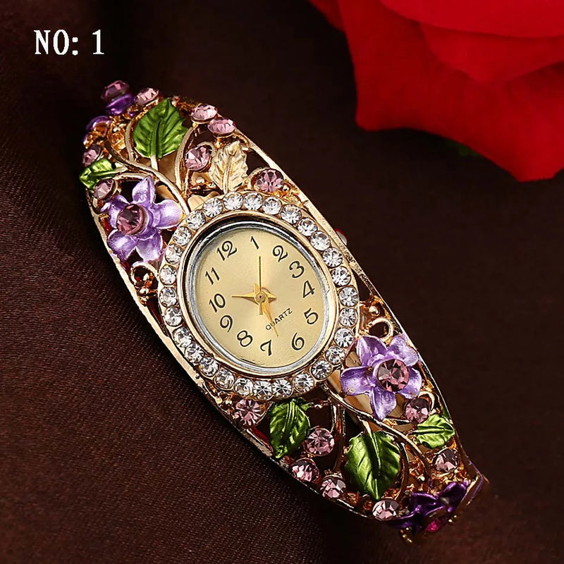 Rhinestone Lady Bracelet Leaf Flower Essential Banquet Women's Bracelet