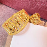 Dubai Bracelet Rings Set for Women's Jewelry Plated Wedding Party Bangles