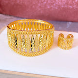 Dubai Bracelet Rings Set for Women's Jewelry Plated Wedding Party Bangles