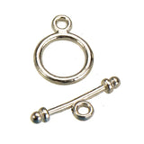 Bracelet Round Toggle Clasp Circle Silver Small 100 Sets