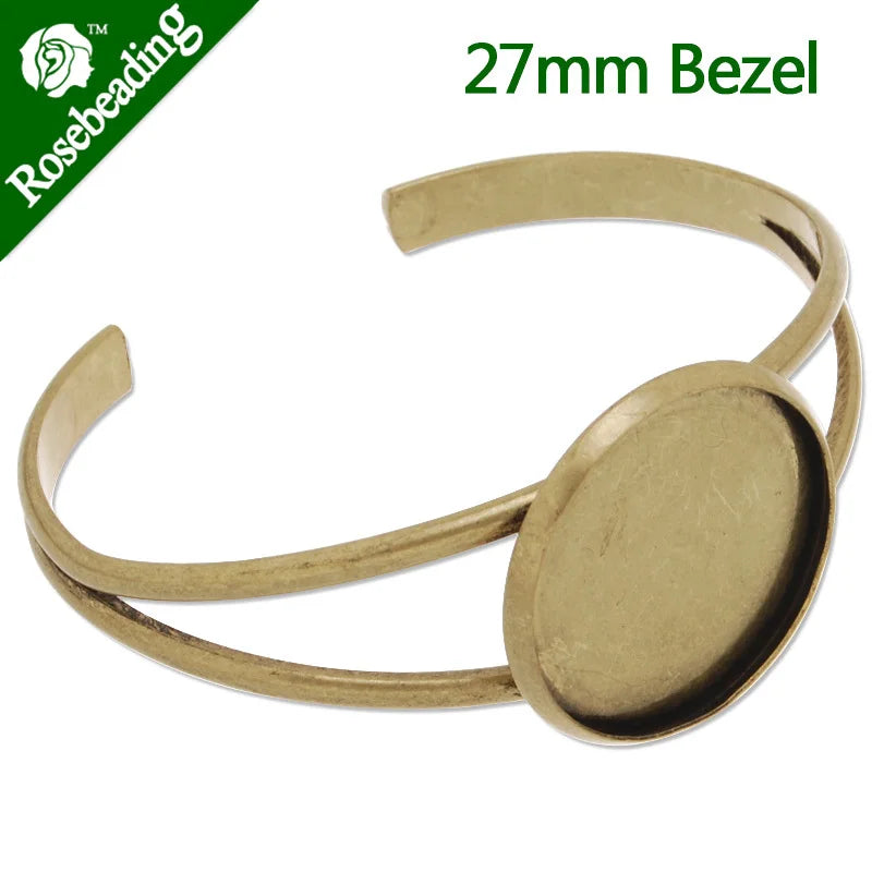 Antique Bronze Plated Bracelet Setting with 27MM Flat Round Pad