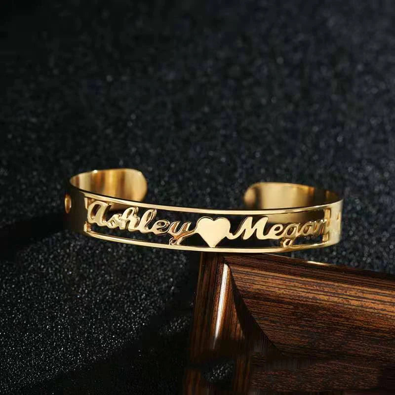 Name Bangle Stainless Steel Bracelet Personalized ID Nameplate Gift
