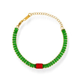 Stainless Steel Red Green Zircon Friendship Bangle YS223