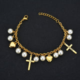 Personalized Stainless Steel Cross Heart Letter Bracelet