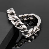 Heavy Duty Steel Chain Bracelet 15mm Stainless Steel Men's Cuban Jewelry