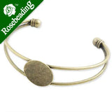 Antique Brozen Plated Brass Bracelet, 20 MM Round Setting