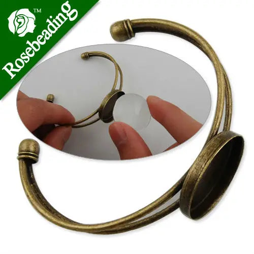Round Setting Cuff Bracelet Antique Bronze Plated 10PCS