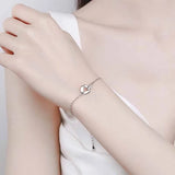 925 Silver Circle Charm Bracelet Pink Accessory Y2K Party Gift