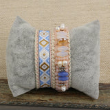 Crystal Glass Pearl Velvet Beaded Bracelet Grey/Pink