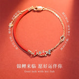 925 Silver Women's Red Rope Bracelet - Birthday Gift for Girlfriend