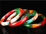 Circular Jadeite Hand Carving Bracelet Multicolour Natural Jade Bangle