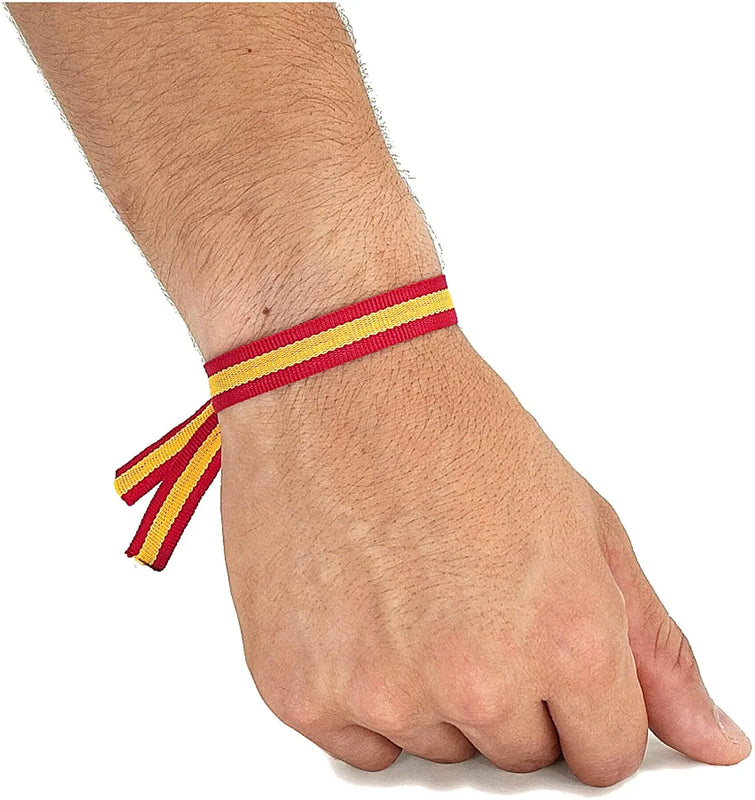 Spain Fabric Flag Bracelet with Bow and Ball