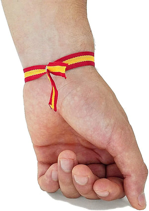 Spain Fabric Flag Bracelet with Bow and Ball