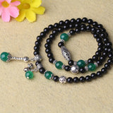 Sweet Crystal Agate Beaded Bracelet Green Cat Eye Bell