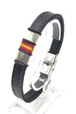 Spain Flag Bracelet Leather Ribeted