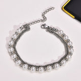 Men's Double Pearl Cuban Chain Bracelet