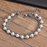 Men's Double Pearl Cuban Chain Bracelet