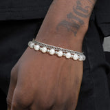 Men's Double Pearl Cuban Chain Bracelet