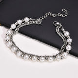 Men's Double Pearl Cuban Chain Bracelet