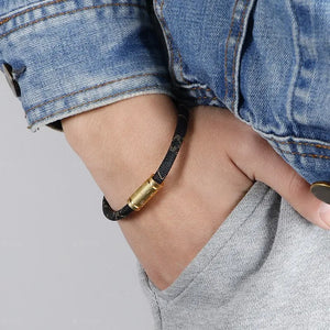 Titanium Steel Lettering Magnetic Couple Bangle Bracelet