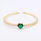 Heart Crystal Open Bangle Women's Bracelet Zircon Jewelry