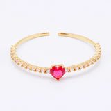 Heart Crystal Open Bangle Women's Bracelet Zircon Jewelry