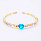 Heart Crystal Open Bangle Women's Bracelet Zircon Jewelry