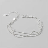 925 Silver 3 Layer Charm Link Bracelet Wedding Anniversary