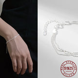 925 Silver 3 Layer Charm Link Bracelet Wedding Anniversary