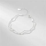 925 Silver 3 Layer Charm Link Bracelet Wedding Anniversary