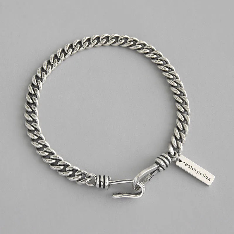 925 Sterling Silver Geometric Chain Bracelet for Women