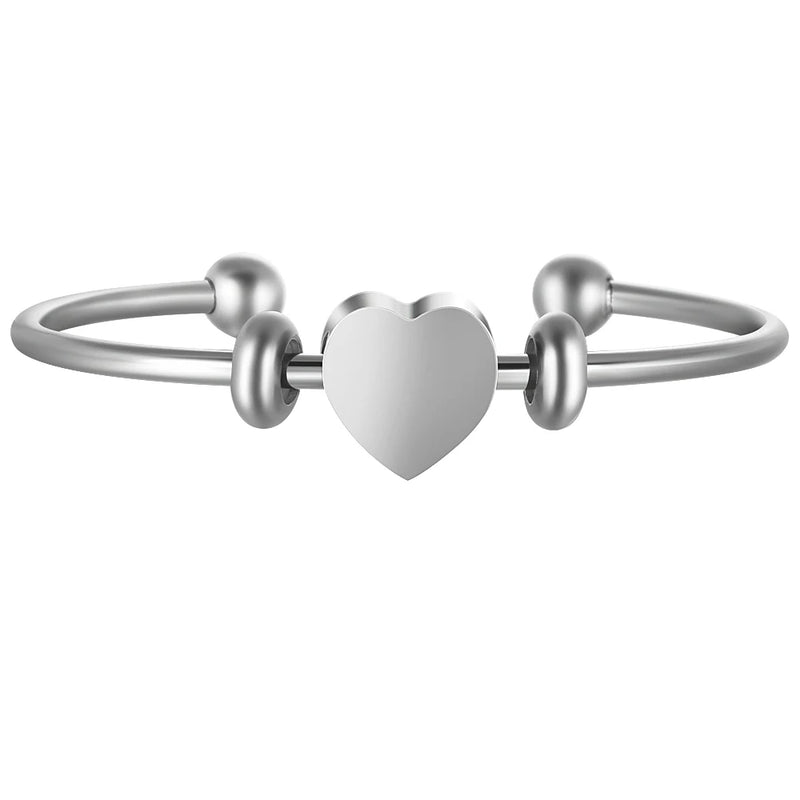 Personalized Name Cuff Bracelet Stainless Steel Heart Shape Mother's Day