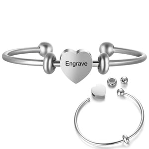 Personalized Name Cuff Bracelet Stainless Steel Heart Shape Mother's Day