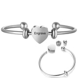 Personalized Name Cuff Bracelet Stainless Steel Heart Shape Mother's Day