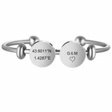 Personalized Name Cuff Bracelet Stainless Steel Heart Shape Mother's Day