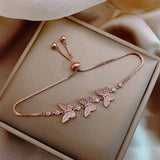 Zircon Butterfly Charm Link Bracelet for Women
