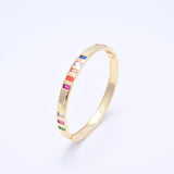 Iridescent Crystal Gold-Color Bangle Women Bracelet