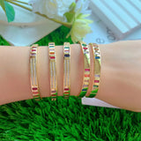 Iridescent Crystal Gold-Color Bangle Women Bracelet