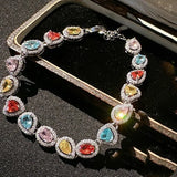 Multicolor CZ Charm Bracelet 925 Silver