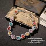 Multicolor CZ Charm Bracelet 925 Silver