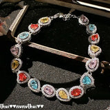Multicolor CZ Charm Bracelet 925 Silver