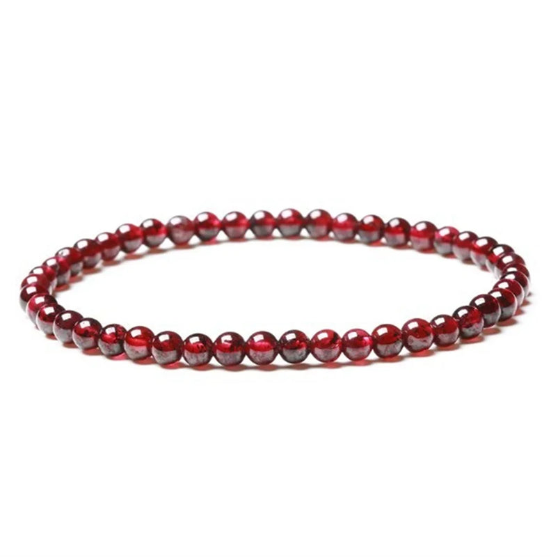 Wine Garnet Stone Bead Bracelet for Women Girls