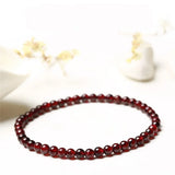 Wine Garnet Stone Bead Bracelet for Women Girls