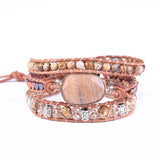 3 Strands Wrap Bracelet Natural Stones Charm Jewelry
